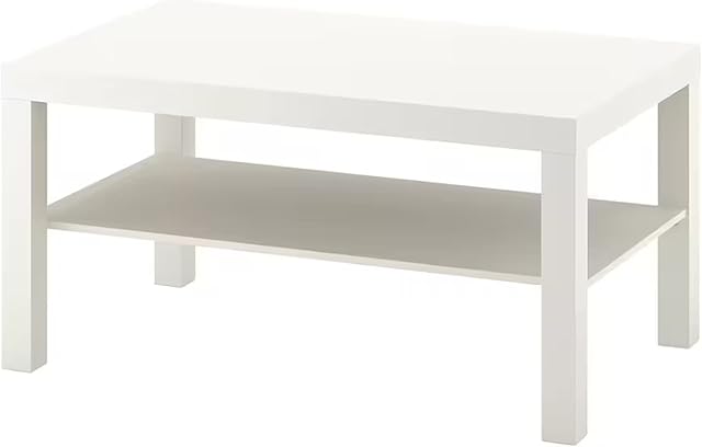 MAC Lack Coffee Table Modern Stylish Coffee Table, Lack Coffee Living Room, Herringbone Coffee Table, White Coffee Table with Shelf, Easy to Assemble, Environment Friendly 90x55 CM
