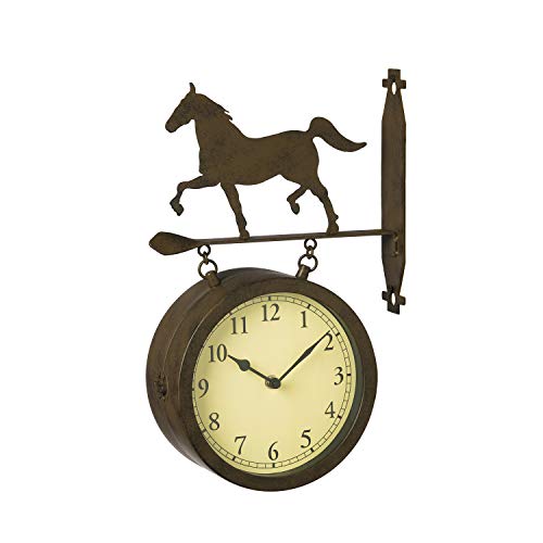 Cape Craftsmen Horse Outdoor Wall Mounted Clock &Thermometer | Bronze | Reads Celsius & Farenheit | 10 X 4 X 15 Inches | Stables Barn Farm And Home Decor #TOP2