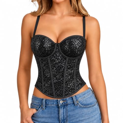 KWVOEBQ Corset Dress for Women Black S Mesh Bustier Push Up Bra Camisole - image 2