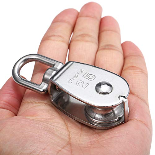 Polia, Andoer 3 peças de elevação única polia de aço inoxidável para serviço pesado, única roda, blo