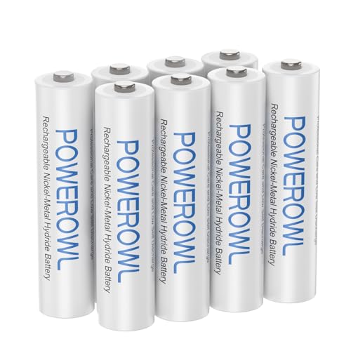 POWEROWL 単4形充電池、充電式単4形 ニッケル水素電池 1000mAh 高容量 1.2V 低自己放電 8個パック