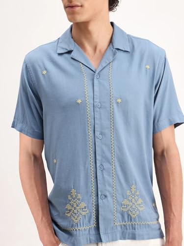 Image of Rare Rabbit Boxy fit Embroidered Shirt