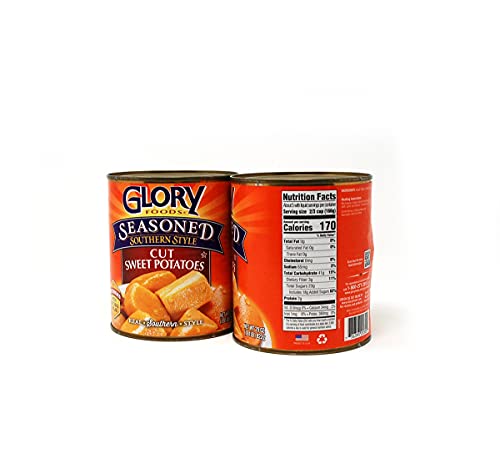Glory Foods Cut Sweet Potatoes Canned, 2 Pack of 29 oz cans, Seasoned Southern Style with exclusive JFS Recipe Card
