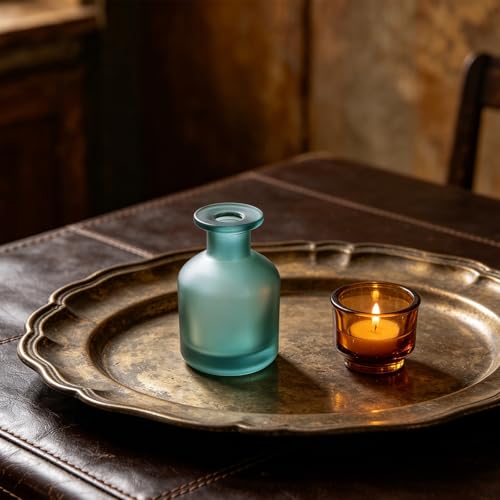 Botella de vidrio verde sofisticada para difusores decorativos de lujo 6