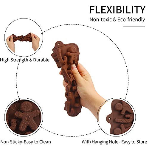 Derayee Christmas Silicone Mold For Chocolate, 2 Pcs Silicone Molds Santa Gingerbread Man Shape Fondant Cake Baking Molds Set For Kitchen Tools #TOP2