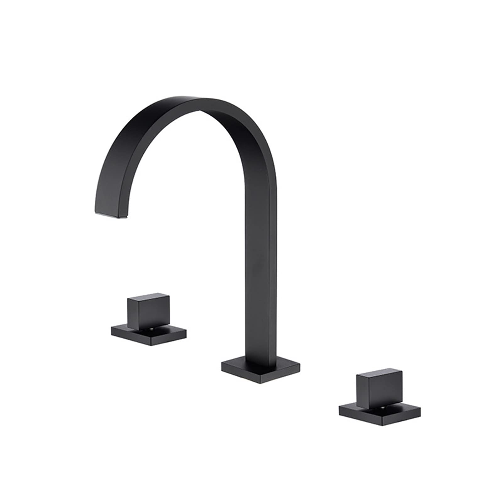Grifo Baño Cascada Caño Plano Bimando Grifos para Lavabos de Baño Grifo Latón 3 Orificios,negro