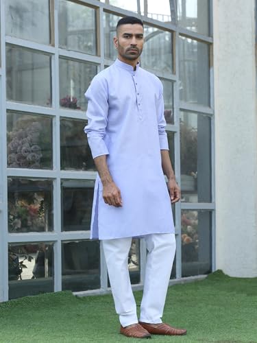 Image of KRAFT INDIA Men's Cotton Kurta Pyjama Set | Woven Design Traditional Ethnic Wear | Festive, Wedding & Casual Outfit | Comfortable & Breathable Fabric