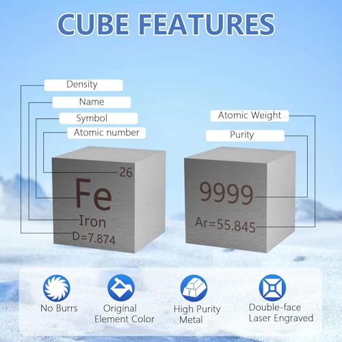 Stpctou ST-FE-10MM Iron Cube 10Mm 99.99% Metal Cubes For Element Collections Lab Experiment Material Hobbies Simple Substance Block Display Diy thumb #2