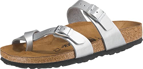 Image of Birkenstock Women's, Mayari Sandal - Narrow Width, Silver, 5-5.5 Narrow