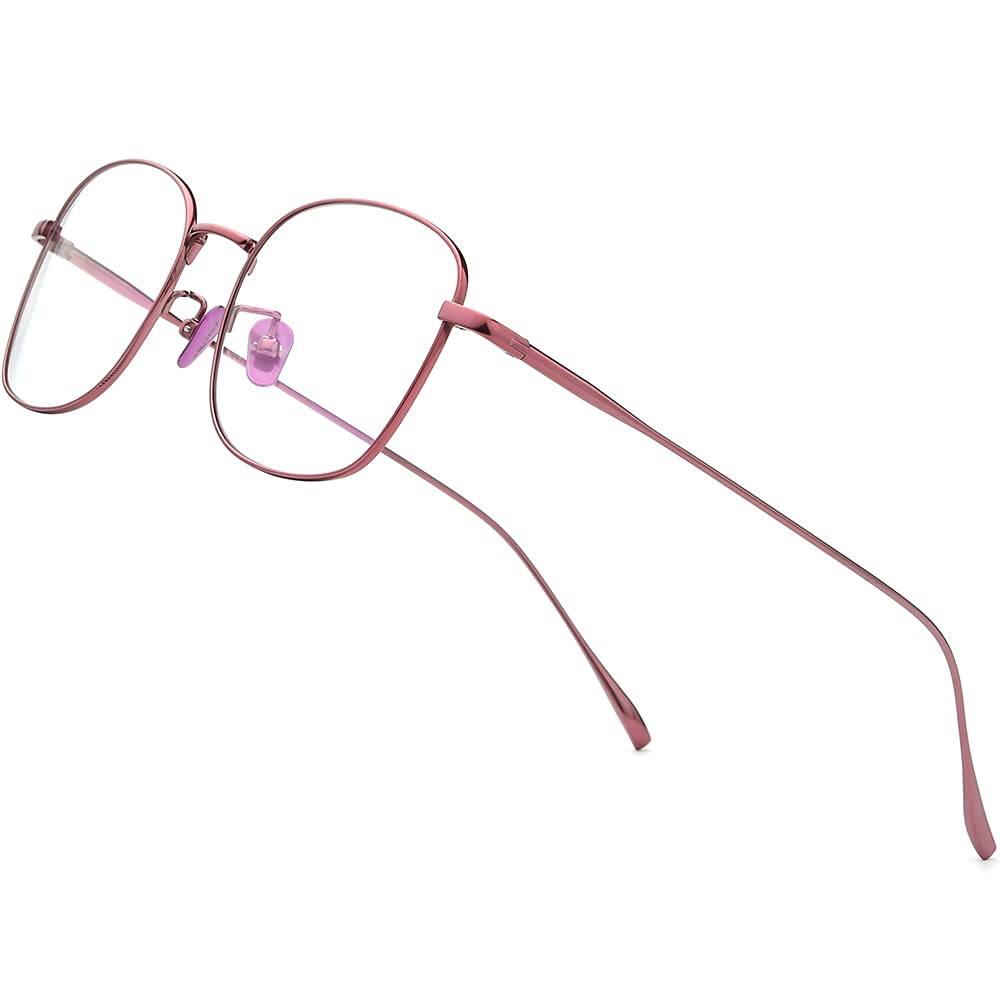 FONEX Titanium Glasses Frame Women,Vintage Square Optical Eyeglasses Men Ultralight Eyewear