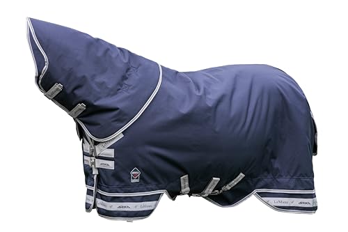 LeMieux Arika Storm-Tek 100g Turnout Blanket - 1200D - Detachable Neck Included - Navy - 75