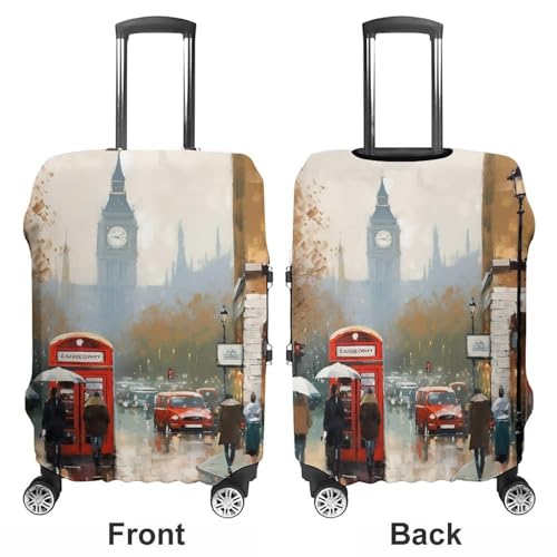 London Impression Luggage Cover, Washable Elastic Suitcase Cover Protector Fit 18-32 Inch Luggage3