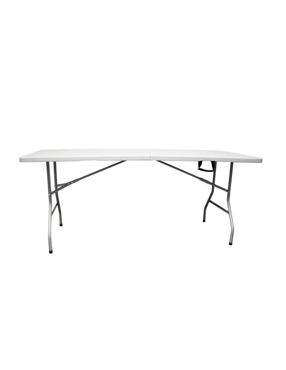 Jardin202 - Mesa Plegable Rectangular 180x70x74cm Catering | Mesa Resina con Patas de Acero Plegable para Eventos y terrazas | Unidad (Blanca)