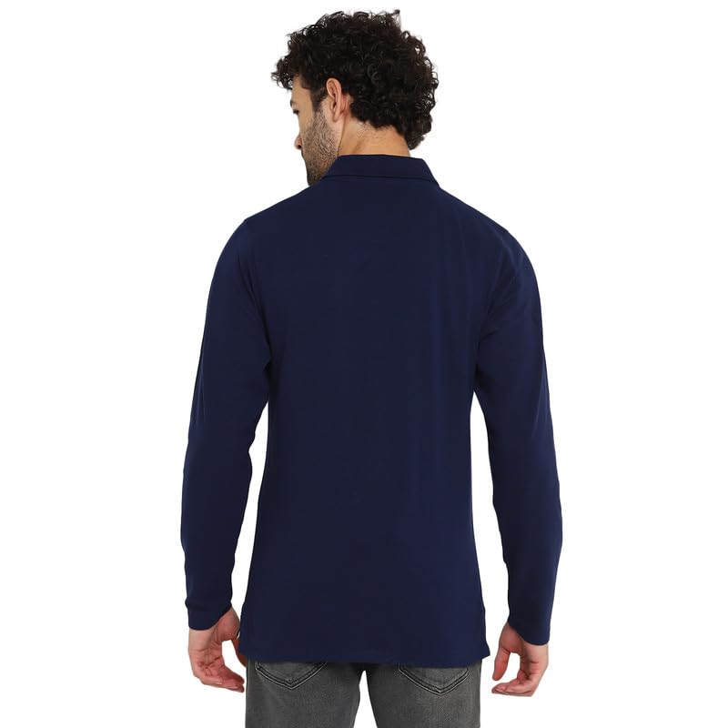 Image of AMERICAN CREW Men's Cotton-Poly Regular Full Sleeve Polo T-Shirt with Pocket