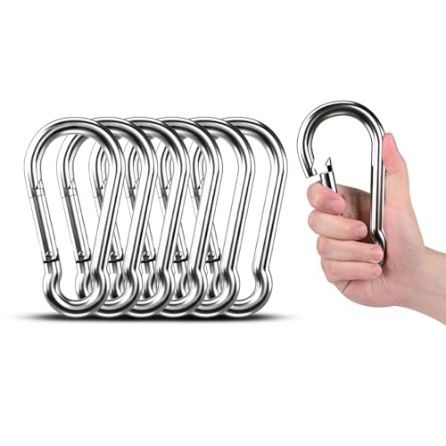 6pcs 7.00 inch Large 304 Stainless Steel Carabiner Clip Hooks Spring Snap