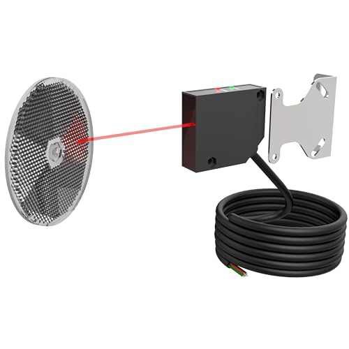 Bltezeit 40ft Retro-Reflective Photoelectric Sensor Wall-Mounted Safety Beam for Swing & Sliding Gate Openers NO (Normally Open) Contact Only Indoor & Outdoor Use (ME-R12M1)