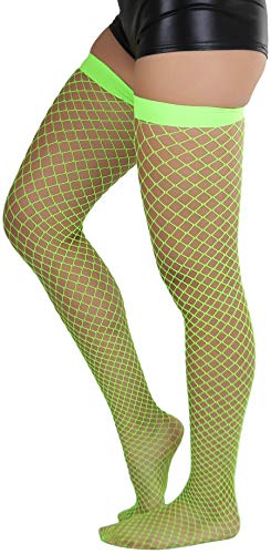 Image of ToBeInStyle Women's Vibrant Large Net Fishnet Thigh High Elastic Nylon Novelty Stockings