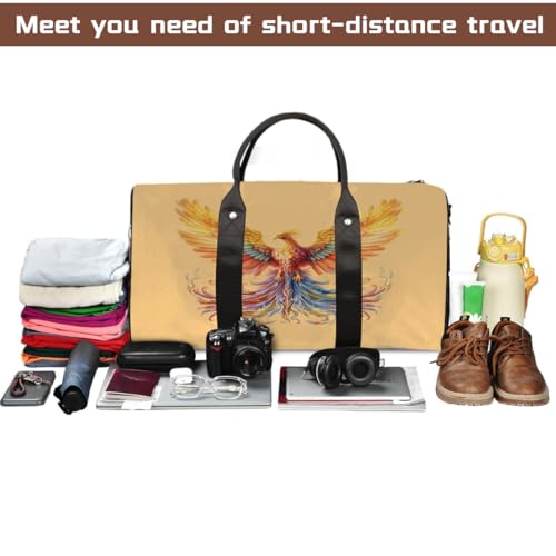 Ethnic Colorful phoenix Travel Duffel Bag Sports Tote Gym Bag Waterproof Tear-Resistant Carry On Overnight Bag Foldable Weekender Bag for Gym Travel Getaway Beach Sports4
