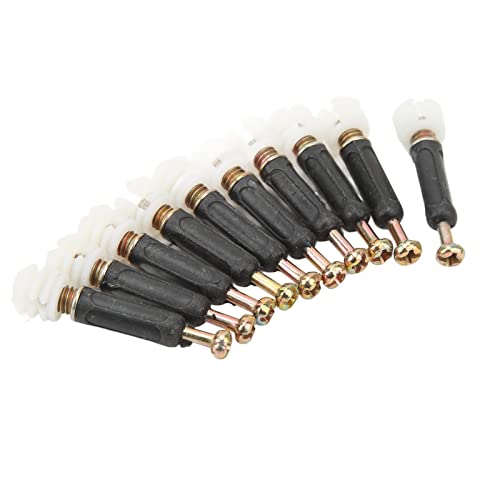 Cam Fittings with Dowel Pre Inserted Nut Connectors for Cabinet Furniture 3 in 1 Connecting Rod, Black - Image 3