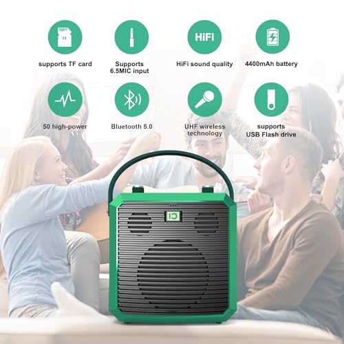 SHIDU-Bluetooth-Voice-Amplifier-50W-with-Wireless-Handheld-Mic-Wireless-voice-amplifier-for-Teachers-Meeting-Speech-Personal-Pa-System-Portable-Microphone-Speaker-with-4-Sound-Effects-for-parties