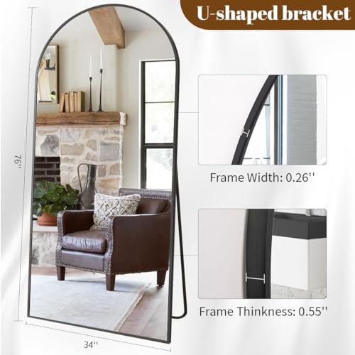 Image of Koonmi 78x35 Arched Full Length Mirror, Floor Mirror with Stand