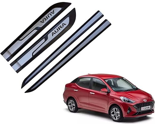 Car Door Side Beading Moulding Silver Black Colour Compatible Hyundai Aura Set of 4 Pieces-image-48