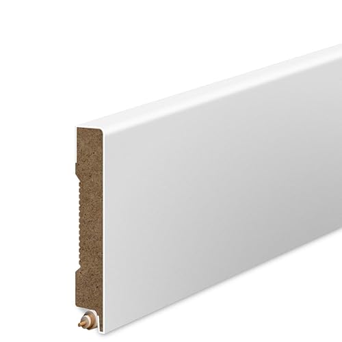 Plinthe en MDF lisse, longueur 207 cm, hauteur 6 cm, épaisseur 1,2 cm