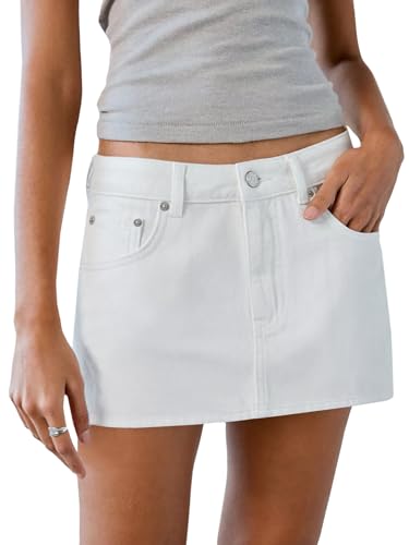 EMMIOL Women Denim Skort Skirt Stretchy Mid Waist Y2K Sexy