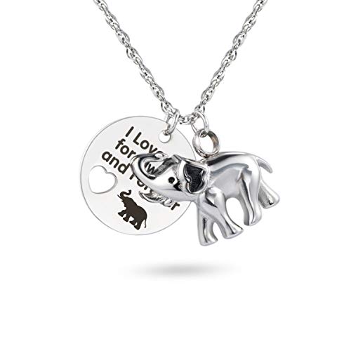 I Love You for Always and Forever Elephant Urn Necklace for Ashes Cremation Urn Pendant Keepsake Jewelry
