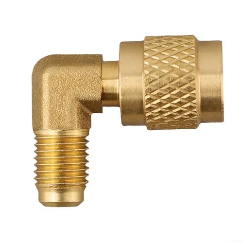 Conector de conversión de latón de 90 grados para sistemas R410a, para HVAC y uso en refrigeración (A)