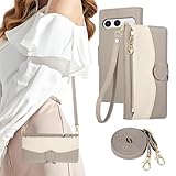 KW-LINK 用の xperia 10 VII ケース 手帳型 ショルダー スマホケース エクスぺリア10 vii ケース 手帳型 おしゃれ 2色パッチワーク 携帯カバー SO-52F カバー xperia10 vii ケースカバー 小銭入れ カード収納 ジップ付き 財布型 エクスぺリア10vii 手帳型ケース 肩掛け 斜め掛け ストラップ付き スタンド機能 可愛い 女性 贈り物-グレー