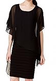 B&A by Betsy and Adam Womens Jersey Capelet Cocktail Dress Black 6