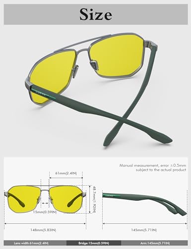 Image of LUENX Aviator Sunglasses for Men Square Polarized Polygon Lens - UV 400 Protection with Accessories Driving Outdoor