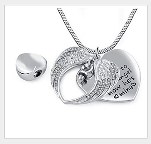 Beydodo Stainless Steel Cremation Urns Necklace Husband Jewelry For Ashes Angel Wings Heart Memorial Jewelry #TOP5
