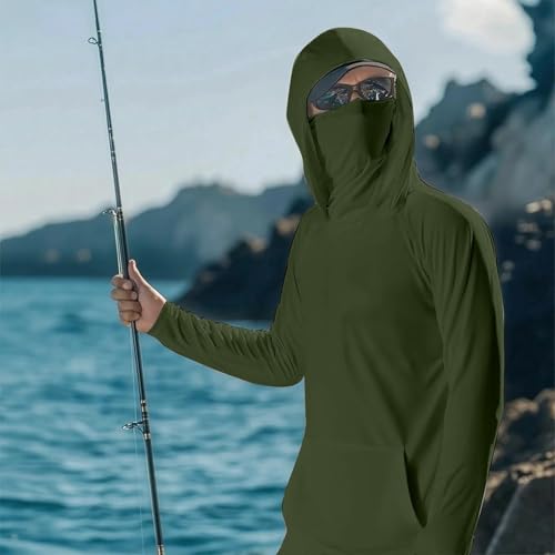 Sun Protection Shirts for Men with Mask UPF 50+ Long Sleeve UV Protection T-Shirts Rash Guard Fishing Hoodies Cooling3
