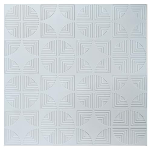 Image of Kayra Decor 3D Self-Adhesive Wall Panels-White Geometric Design - (Size 19.7inches x 19.7inches -16.14 sq. ft. Coverage - Pack of 6) Peel and Stick Panel for Home Kitchen and Office Decor