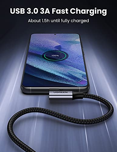 UGREEN USB C naar USB 3.0 Oplaadkabel 90 Graden USB Type C kabel Datakabel 5Gbps Hoek USB 3.0 USB C kabel Compatibel met Galaxy S21 S20 S10 S9 A51 A52 A21s A20e P30 Lite Mi 9, etc.(0,5M) - Image 5