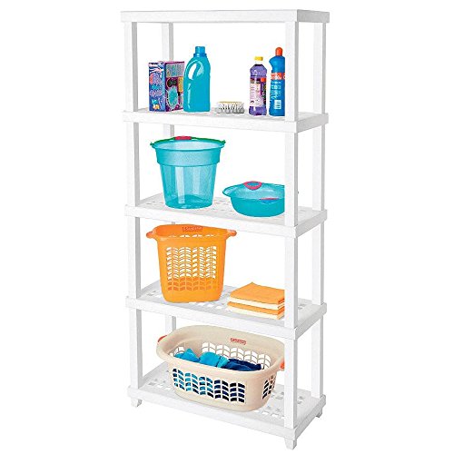 Estante Tubular de Plástico com 5 Prateleiras, Suporta até 250 kg, Cor Branco, Linha Vig, Ordene.