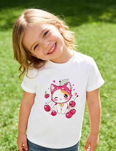 Image of Toddler Girls Clothes T-Shirt Short Sleeve Graphic Tee Cartoon Dinosaur 2-6T Girl Shirt Summer