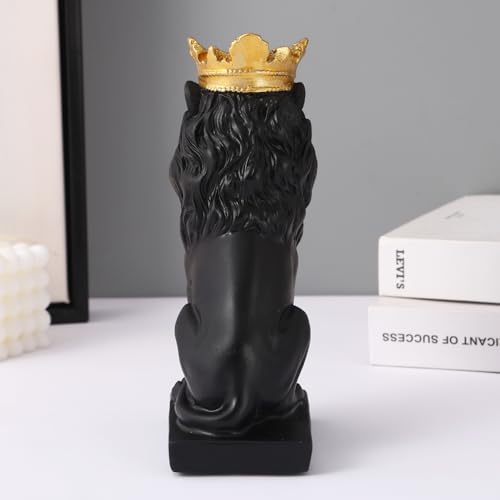 Image of TIED RIBBONS Decorative Crown Lion King Statue Showpiece Sculpture Animal Figurines (Black, Resin, 9 cm x 18 cm) Idol for Home Decor Bedroom Living Room Table Top Office Decoration Gifting Items