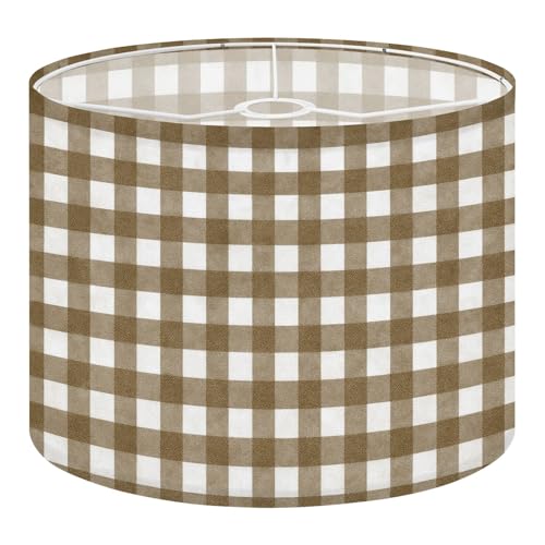 Large Lamp Shades for Floor Lamps Brown gingham check fabric
