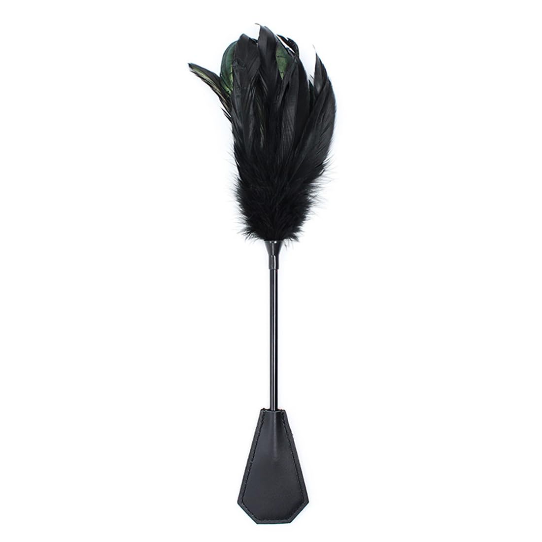gutiest Soft Natural Feather Tickler and Dusters Whips Crop Feather Fur Brush Tickler Duster (Black)
