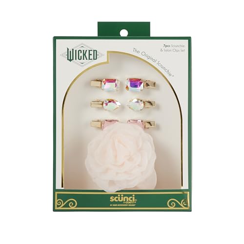 Wicked Glinda Scrunchie & Hair Clip set - hair clips - hair accessories - hair accessories for girls - gifts for her - Scunci by Conair - 7PK
