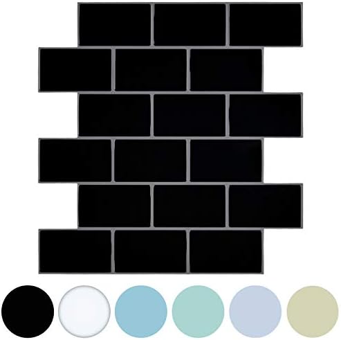 LONGKING Black Subway Tiles Peel and Stick Backsplash, Stick on Tiles Kitchen Backsplash