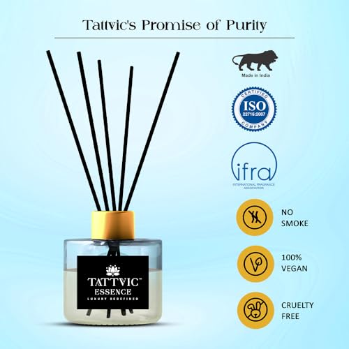 Image of Chamomile Reed Diffuser Set by Tattvic Essence | 6 Fiber Reed Sticks Free | Stress Relief & Aromatherapy | Long-Lasting, Smoke-Free Air Freshener for Bedroom & Bathroom| Ideal for Gifting | 120ml