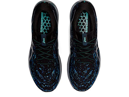 ASICS Men's Gel-Nimbus 24 Mesh Knit Running Shoes, 7, Black/MAKO Blue