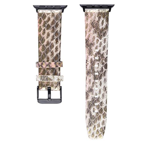 Bracelet Apple Watch en vraie peau de serpent fait main luxe rose doré