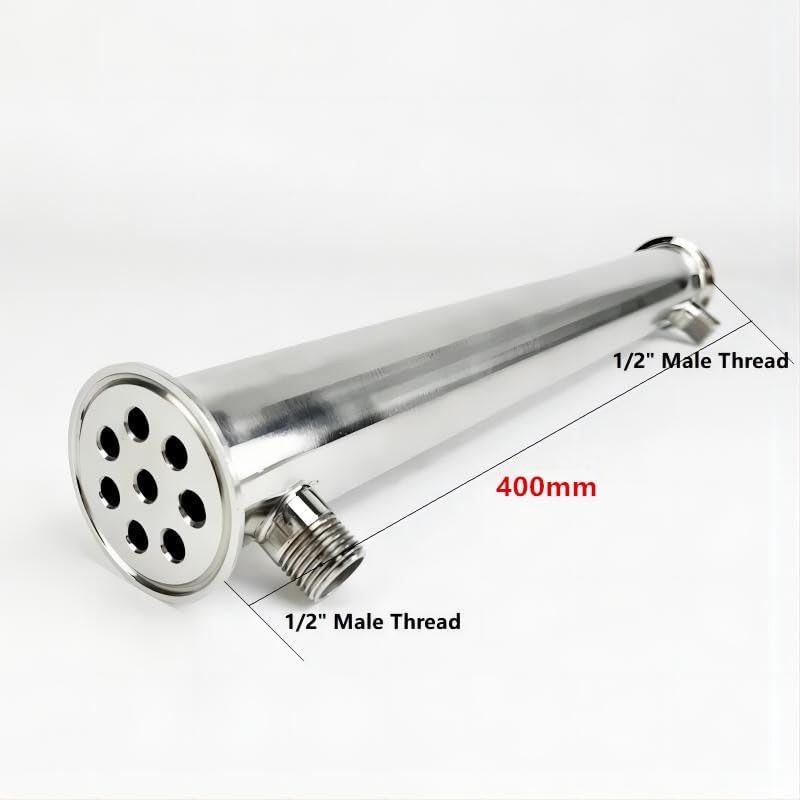 2"(51mm) OD64mm, Dephlegmator/Condenser With 1/2" Male Thread For,8 Pipes Inside ID 8mm,Lenght 400mm