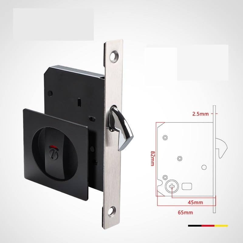 Cerradura para puerta corrediza Pocket Door Hardware cuadrada con indicadores rojo-verde para privacidad puertas correderas o plegables manijas de puerta (Negro 1) miniatura 5