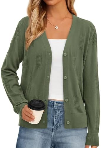 PRETTYGARDEN Cardigan Sweaters for Women Lightweight Knit Button Up V Neck Shrugs 2025 Trendy Winter Fall Fashion Clothing